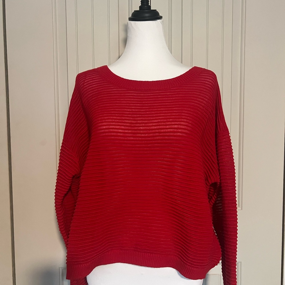 Daily Practice by Anthropology Elegant Red Knit Blouse